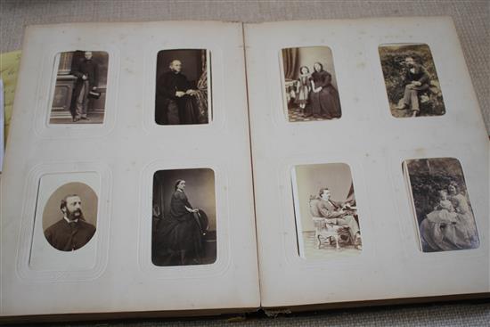 A Victorian photograph album containing 224 cabinet photographs of military figures, politicians, dignitaries, etc., qto, green moroc